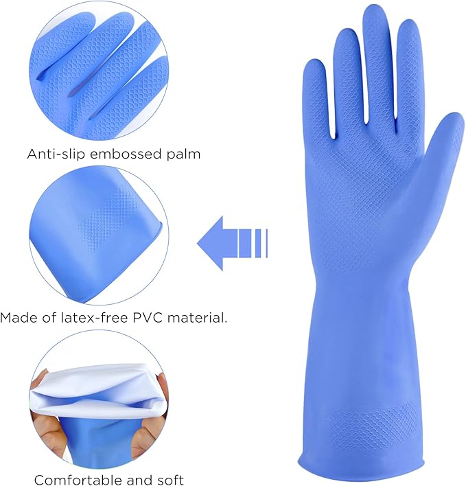 IUCGE Rubber gloves dishwashing 2 or 4 Pairs for Kitchen,Cleaning gloves for household Reuseable.