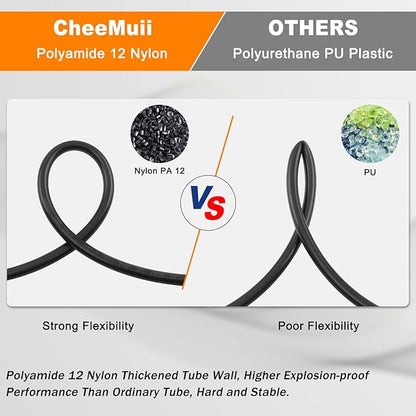 CheeMuii 100 FT 1/2" Double Layer DOT Air Line Premium PA12 Nylon 1/2 Pneumatic Tubing SAE J844 DOT Air Hose 31 Meter 1/2 Inch OD Pneumatic Air Tubing Pipe Hose Line