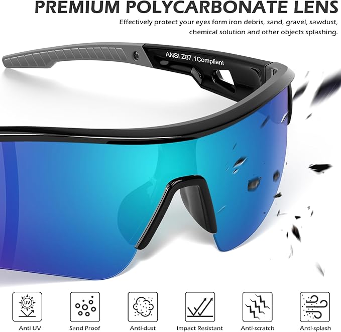 OXG 6 Pack Safety Glasses for Men Women, ANSI Z87.1 Work Glasses Anti Scratch Protective Eyewear with UV400 Protection