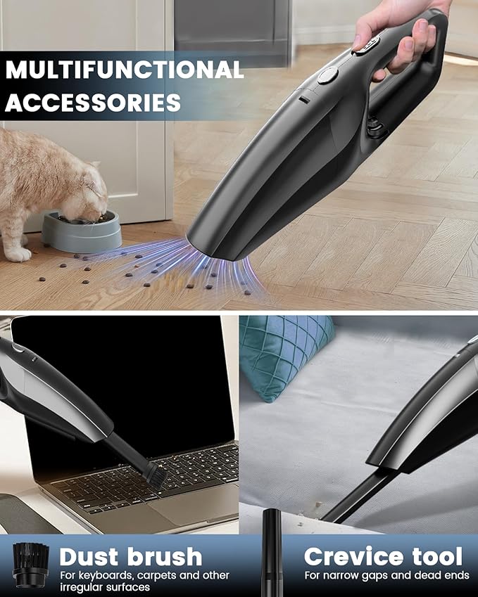 SERVOMASTER Handheld Vacuum Cordless, Car Vacuums Powerful with Rechargeable Battery, Portable Hand Held Vacuum Cordless with Washable HEPA Filter, Mini Vacuums Kit for Men and Women
