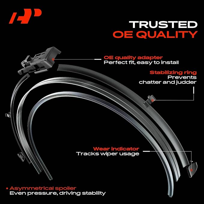 A-Premium Pack of 2 Windshield Wiper Blades with Wear Indicator & Towel - Compatible with Dodge Sprinter 2500/Sprinter 3500 & Freightliner Sprinter 2500/3500-26" and 24", TL2 Connector