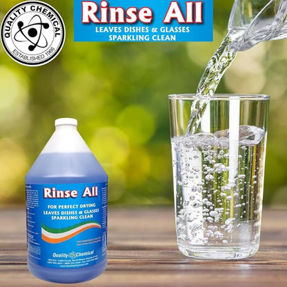 Quality Chemical Rinse All/Commercial Industrial Grade Rinse Aid/Dishwasher Rinse Aid Liquid, heat and cool dry Finish/Rinse Agent Dishwasher/Leave Dishes Spotless 128 oz (Pack of 4)