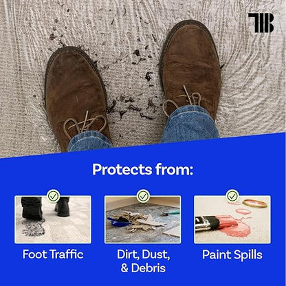 TapeManBlue Carpet Protection Film, 48 inch x 500 Foot roll, Self Adhesive Plastic Carpet Protector Film with Clean Removal & Easy Unwind, Strong and Durable Covering for Construction