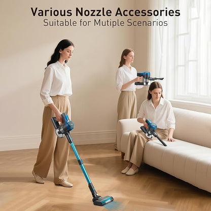 Deepvac 250W 25KPa Suction Cordless Vacuum Cleaner, 6-in-1 Lightweight Stick Vacuum with LED Display, 45 Mins Runtime for Hard Floor, Carpet, Pet Hair, Car Cleaning