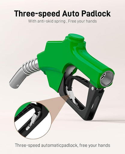 1 Inch NPT Automatic Fueling Nozzle 1-3/16 Inches(OD=30mm) Spout Auto Shut Off Aluminum Alloy, High Spout Car Refilling Nozzles Used for Diesel Petrol Gasoline Kerosene