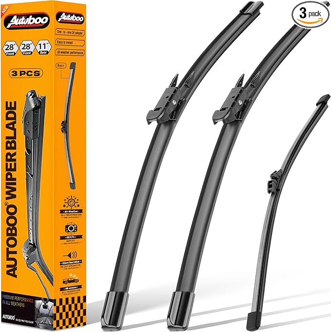 AUTOBOO 28"+28" Windshield Wipers with 11" Rear Wiper Blade Replacement for Ford Escape 2013-2019 -Original Factory Quality (Pack of 3)