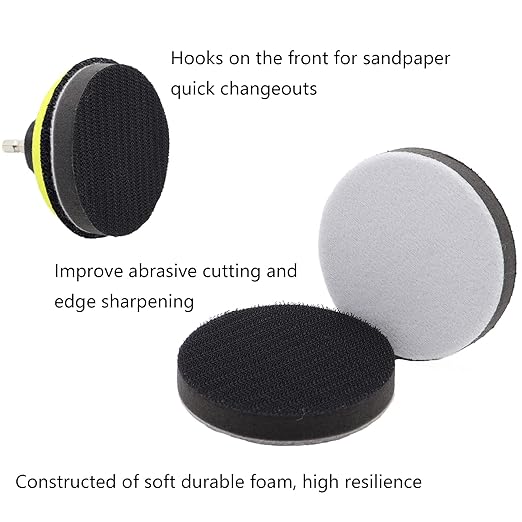 65pcs Sandpaper 3Inch Sanding Disc 60-10000 Grit Wet Dry Sandpaper with M10 Backing Pad,2pcs Interface Pad for Wood Metal Mirror Jewelry Car Polishing Headlight Cleaner Set