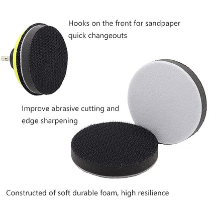 65pcs Sandpaper 3Inch Sanding Disc 60-10000 Grit Wet Dry Sandpaper with M10 Backing Pad,2pcs Interface Pad for Wood Metal Mirror Jewelry Car Polishing Headlight Cleaner Set