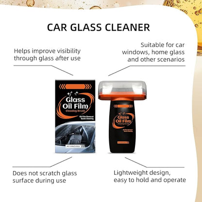Glass Emulsion, Oil Film Remover for Car Window, 100g Roll-On Glass Emulsion Cleaner Compound with Cleaning Board, Improve Windshield Clarity for Safe Driving 2pcs