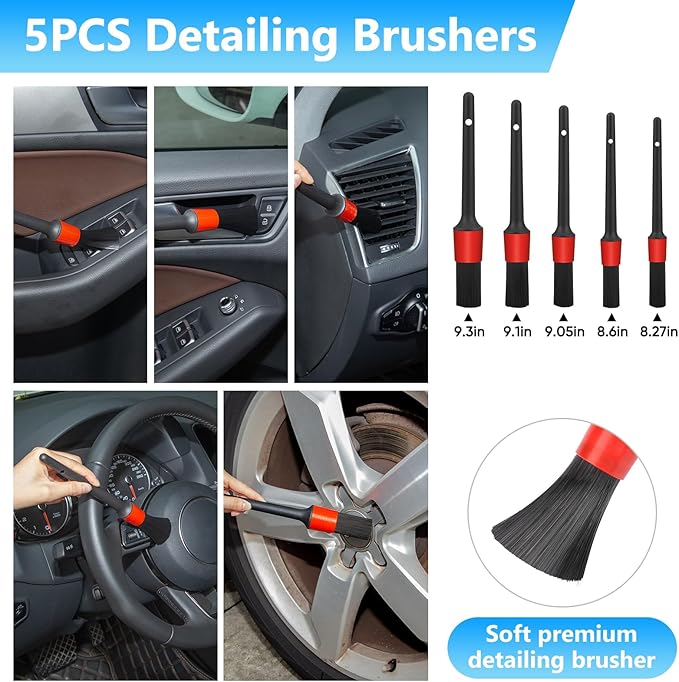 MYPIN Car Cleaning Gun, 6-9.2Bar/0.6Mpa-0.9Mpa, High Pressure Air Blow Gun with 2 Set Nozzle, Interior Car Cleaning for Vehicle Upholstery Carpet Seat