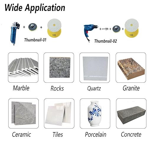 5 Inch Dry Diamond Polishing Pads, 11PCS Wet/Dry Granite Stone Buffing Pad Kit for Marble Concrete Quartz Tiles - High Temperature Resistance Sand Disc for Drill Grinder Polisher