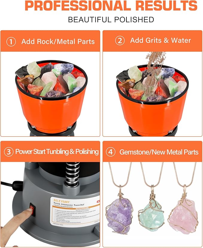 VIYUKI 9LBS Vibratory Tumbler Polishing Machine for Rocks/Metal Parts/Screw(with 3LB walnut shell media)