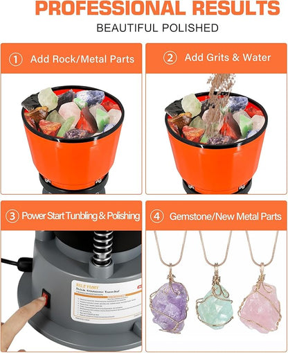 VIYUKI 9LBS Vibratory Tumbler Polishing Machine for Rocks/Metal Parts/Screw(with 3LB walnut shell media)