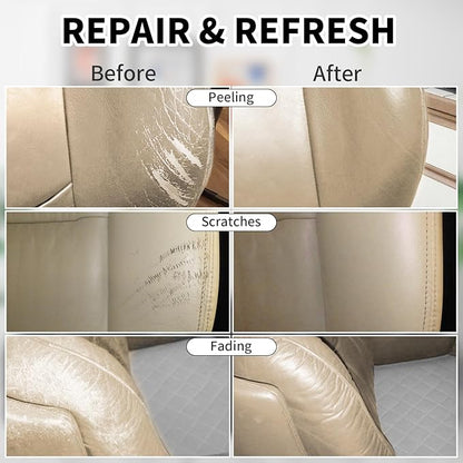 8.5 OZ Leather Recoloring Balm with 100ML Leather Conditioner - Beige Leather Repair Kit for Furniture, Leather Dye, Recolor, Renew, Repair & Restore Aged, Faded, Cracked, Peeling and Scuffed Leather