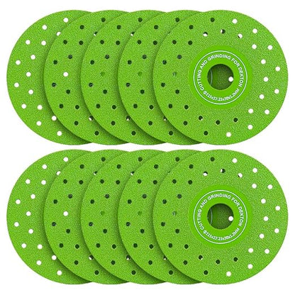 LOZLIN 3PCS 115MM Vacuum Brazed Ultra-Thin Multi-Pore Flat Abrasive Sheet Disc for Porcelain Glass Ceramic Tile Granite Marble Diamond Saw Blade (Green Porous, 10)