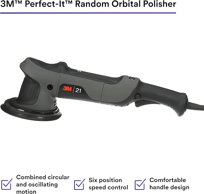 3M Perfect-It Random Orbital Polisher, 34101, 21mm, 120V/60Hz Variable Speed Control for Automotive Refinishing, Refining, Polishing