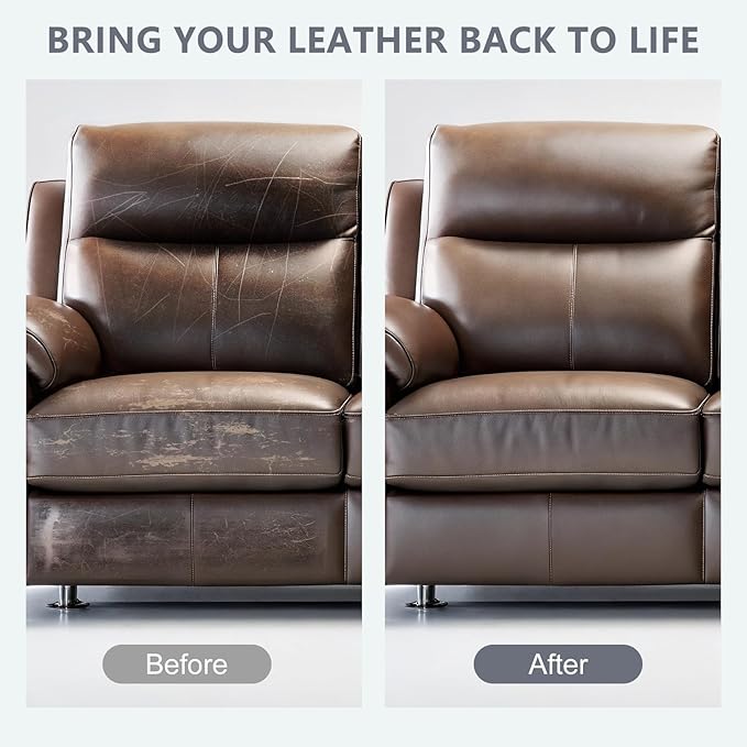 WYCOON Leather Recoloring Balm & Color Restorer | Dark Brown Leather Dye, Paint & Repair Kit for Furniture, Couches, Car Seats, Shoes | Restore Faded & Scratched Surfaces