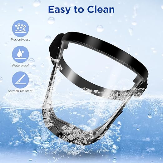 Blingbin Face Shield, Dust Mask Anti-fog Protective Full Face Shield, Adjustable Breathable Face Shield, Portable Universal Clear Face Mask for Weed Whacking Grinding Cutting for Men Women Adult