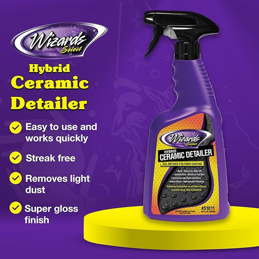 Wizards Select Hybrid Quick Ceramic Detailer Spray - 22 fl oz - SiO2 Infused Polymer Coating & Ceramic Spray Wax to Protect Paint, Ceramic Coat, Wax & Sealants