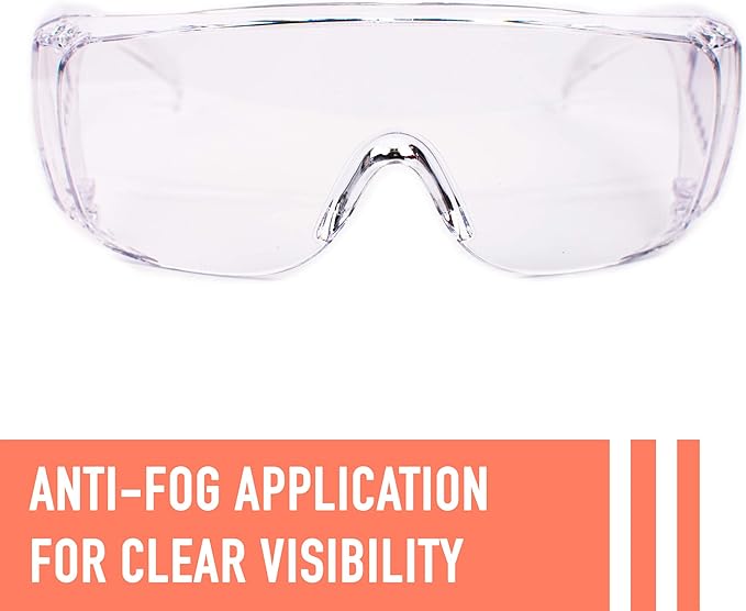 Aqulius Safety Glasses Over Eyeglasses - Shatter-Resistant Protective Eyewear - Anti-Fog & Scratch-Resistant Safety Glasses - Ergonomic Side Shields for Eye Protection - Pack of 3, Unisex