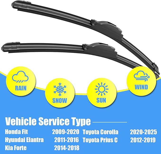 Gavimnal® 28"+14" Silicone Wiper Blades Replacement For Honda Fit 2009-2020,All-Season Front Windshield Wiper Blades(Set of 2)