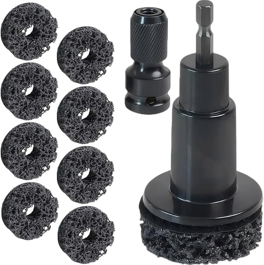 Wheel Hub Cleaning Tool Kit, Professional Brake Hub & Wheel Stud Cleaner with 8 Grinding Heads, Rust Removal & Resurfacing Kit for Car, Truck and SUV Maintenance, Fits Power Drill
