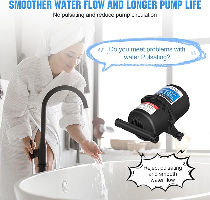 DC HOUSE Pre-Pressurized Water Accumulator Tank 0.75L 125PSI, RV Water Pressure Tank Smooth Flow Reduce Noise and Prolong Service Life for RV Yacht Faucet Shower Sprayer