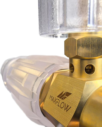 MaxFlow Foam Cannon - 1 Liter Capacity with Adjustable Nozzle, 1/4" & M22 Quick Connector, 4 Orifices & Stainless Steel Filter - Thick Foam Power Washer Accessory for Washing Cars
