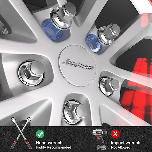 JiiinMiiin M12x1.5 Toyota Lexus Lug Nuts, 13/16" (21mm) Hex OEM Factory Style Chrome Mag Seat Wheel Nuts with Washer for 4Runner Camry Highlander Prius Sienna Lexus CT200h HS250h GS450h Set of 20PCS