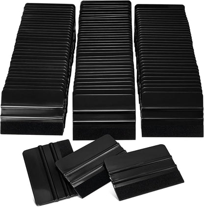 NEWISHTOOL 100 PCS Felt Squeegee for Vinyl - Flexible Plastic Squeegee with Fabric Felt for Vinyl Wrap Application, Bubble Removal, Sign Making, Graphic Decal Installing & Car Wrapping Scraper Tool