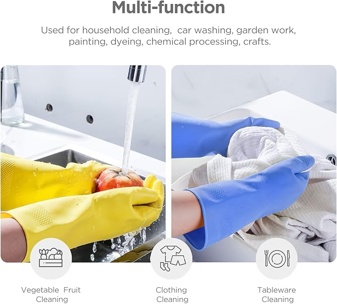 IUCGE Rubber gloves dishwashing 2 or 4 Pairs for Kitchen,Cleaning gloves for household Reuseable.