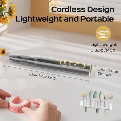 Cordless Mini Polisher, 30000RPM Portable Repair & Cleaning Kit for Acrylic & Soft Liners - Smooths Rough Edges, Removes Stains, Perfect Finish, Ideal Gift for Dad Mom Grandma Grandpa