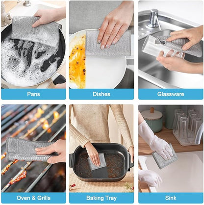 AIDEA Non Scratch Wire Dishcloth 24PK, Wire Dishwashing Rag for Wet and Dry, Washable Dish Rags No Odor, Cleaning Pads Steel Scrubber for Cookware, Sinks, Dishes, Stove Tops, 7"×8"