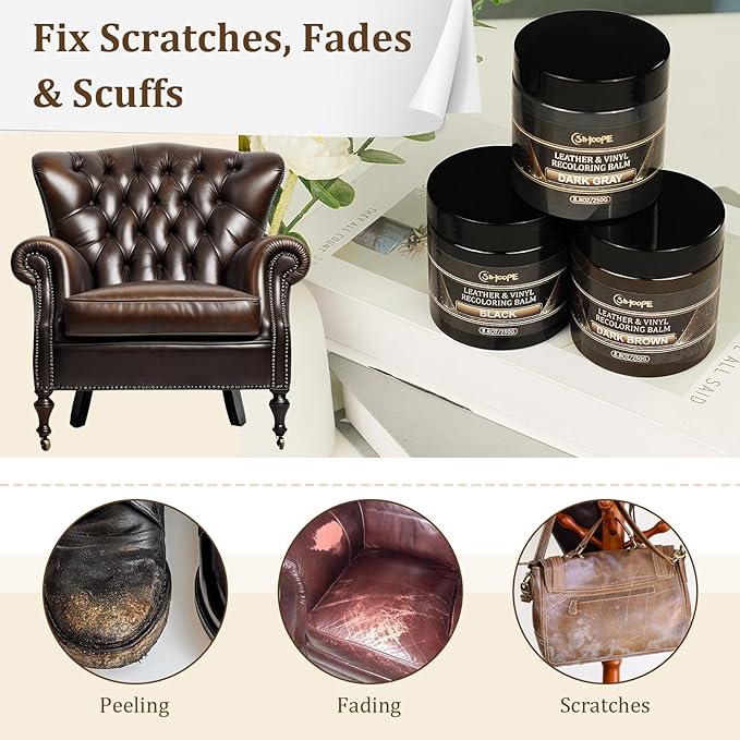2025 New Advanced Leather Recoloring Balm,White Leather Repair Kit for Furniture,Leather Dye Filler,Couch Paint and Repair,Leather Color Restorer for Couches,Leather Scratch Remover for Car Interior