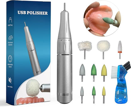 USB Polishing Machine, Portable Electric Mini Polisher 35000 RPM for Edge Correction Smoothing After Repair Cleaning Creating a Shiny Surface, Polishing Head Set with Step-by-Step Instructions