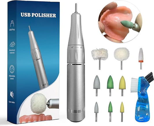 USB Polishing Machine, Portable Electric Mini Polisher 35000 RPM for Edge Correction Smoothing After Repair Cleaning Creating a Shiny Surface, Polishing Head Set with Step-by-Step Instructions