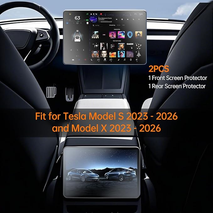 DGXWLLW Screen Protector for Tesla Model S 2023-2026 Model X 2023-2026 with Alignment Kit Matte Front Back Tempered Glass TouchScreen Dashboard Protective Anti Glare Fingerprint 9H Hardness