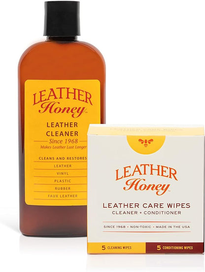 Leather Honey Combo Wipes with 8oz Cleaner