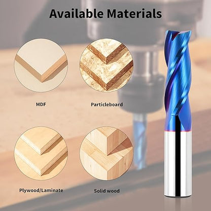 EANOSIC Upcut Spiral Router Bit 3-Flute with 1/2” Shank, 1/2” Cutting Diameter, 1-1/4” Cutting Length, Carbide CNC Router Bits End Mill for Wood Mortises Carving Engraving(3 Inch OVL)