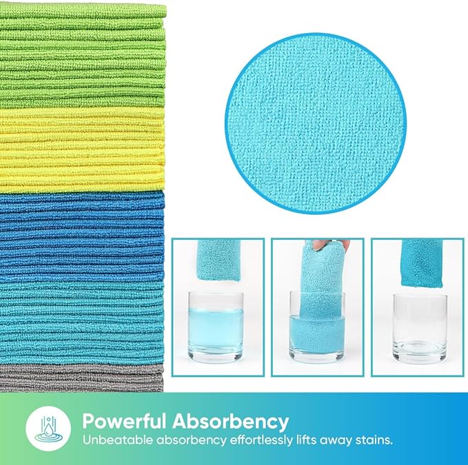 HOMEXCEL Shop Towels 100 Pack, Reusable Microfiber Towels for Cars, Bulk Multipurpose Microfiber Cleaning Cloths, Lint Free Cleaning Rags for Car, House and Kitchen, 11.5 x 11.5 inch