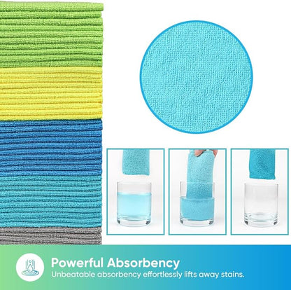 HOMEXCEL Shop Towels 100 Pack, Reusable Microfiber Towels for Cars, Bulk Multipurpose Microfiber Cleaning Cloths, Lint Free Cleaning Rags for Car, House and Kitchen, 11.5 x 11.5 inch