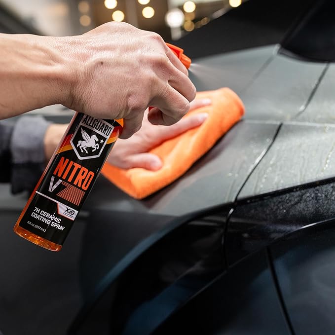 NITRO V7 Spray - 7H Ceramic Coating Spray with Proprietary XiO2™ Formula Creates Tri-Molecular Bond - 1+ Year of Hydrophobic, Self Cleaning Protection & High-Gloss Shine - Easy Application