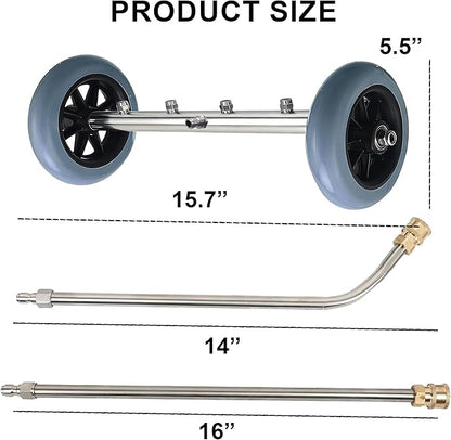 Hourleey Pressure Washer Undercarriage Cleaner, 16 Inch Power Washer Surface Cleaner, Undercarriage Water Car Broom Attachment with Extension Wand, 4000 PSI