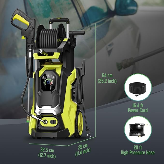 Pressure Washer Power Washers with Touch Screen, Cleaning Driveway Patios with 4 Nozzles and Foam Cannon