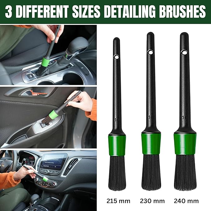 MONHL 26 Pcs Car Detailing Kit – Complete Interior & Exterior Car Cleaning Kit with Drill Brush Attachments, Detailing Brushes, Wheel & Tire Brush, Microfiber Towels, Wash Mitt, Pet Hair Remover