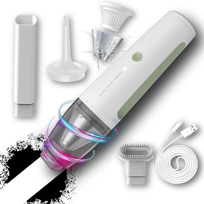 PATO Cordless Handheld Vacuum Cleaner, Mini Car Vacuum with Powerful Suction, Portable Dust Collector Glossy White.