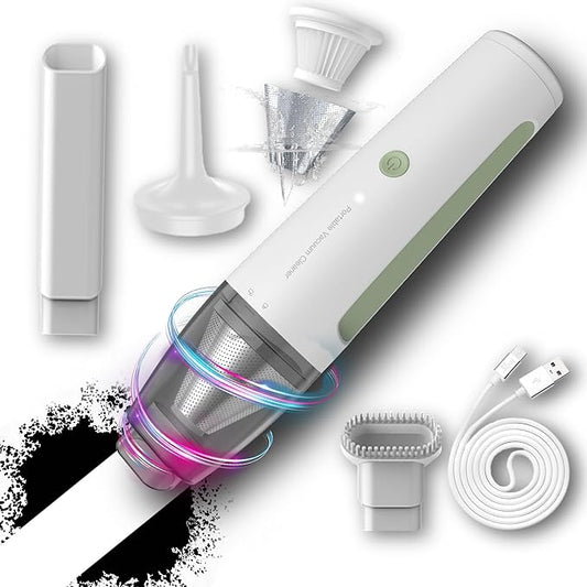PATO Cordless Handheld Vacuum Cleaner, Mini Car Vacuum with Powerful Suction, Portable Dust Collector Glossy White.