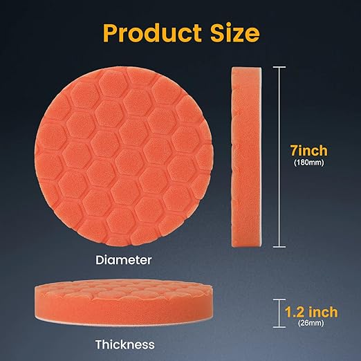 Buffing Polishing Pads 7 Inch - 7Pcs 180mm Face for 7 Inch Backing Plate, Car Compound Buffing Sponge Pads and Woolen Cutting Polishing Pad Kit