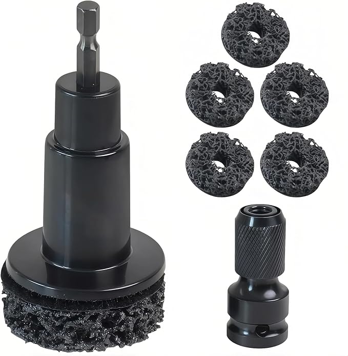 Wheel Hub Resurfacing Kit,Wheel Hub Cleaning Kit, Brake Hub Cleaning Kit Includes 5 Pads,Quick Rust Removal for Lug Studs and Rotors，Fits Power Drill or 1/2" Impact Driven Wrenches