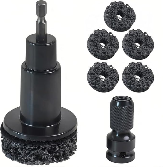 Wheel Hub Resurfacing Kit,Wheel Hub Cleaning Kit, Brake Hub Cleaning Kit Includes 5 Pads,Quick Rust Removal for Lug Studs and Rotors，Fits Power Drill or 1/2" Impact Driven Wrenches
